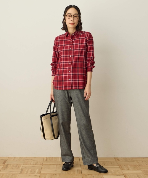 DECOY SINCE 1981（デコイシンスイチキュウハチイチ）の「バックギャザーチェックシャツ【オーガニックコットンブレンド・大きいサイズあり】（シャツ/ブラウス・レディース・ベージュ/ネイビー/レッド・13号/9号/11号/15号/17号）」の18枚目の写真