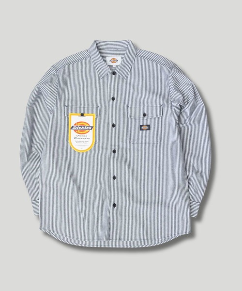 セール】Dickies ヒッコリーストライプ ワークシャツ フラップポケット