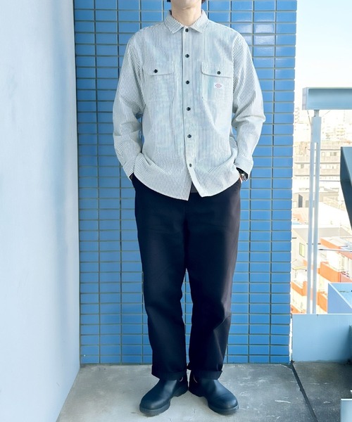 Dickies（ディッキーズ）の「Dickies ヒッコリーストライプ ワークシャツ フラップポケット仕様（シャツ/ブラウス・メンズ・ホワイト系/ブルーグレー・S/XXL/XL/L/M）」の11枚目の写真