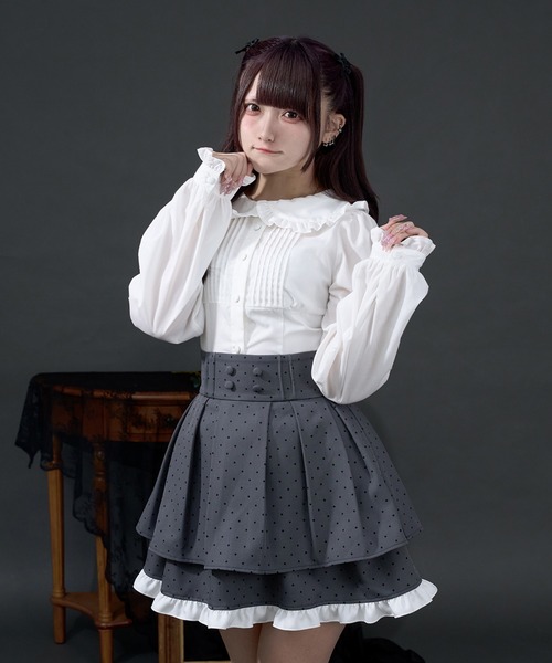 Pal elfy(パルエルフィー)の「コルセットフリルブラウス(シャツ/ブラウス・レディース・オフホワイト/ブラック・フリー)」の4枚目の写真