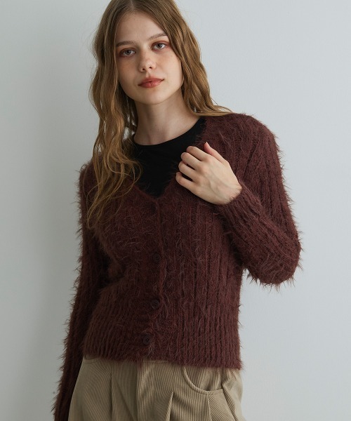 Mirette(ミレット)の「シャギーニットカーディガン / Shaggy Knit Cardigan(カーディガン/ボレロ・レディース・ブラック/ブラウン/ナチュラル・FREE)」の1枚目の写真