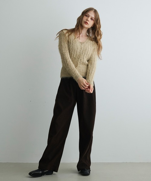 Mirette(ミレット)の「シャギーニットカーディガン / Shaggy Knit Cardigan(カーディガン/ボレロ・レディース・ブラック/ブラウン/ナチュラル・FREE)」の10枚目の写真