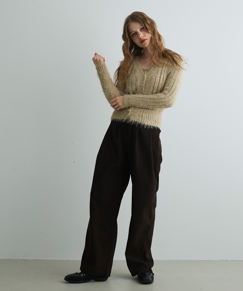 Mirette(ミレット)の「シャギーニットカーディガン / Shaggy Knit Cardigan(カーディガン/ボレロ・レディース・ブラック/ブラウン/ナチュラル・FREE)」の12枚目の写真