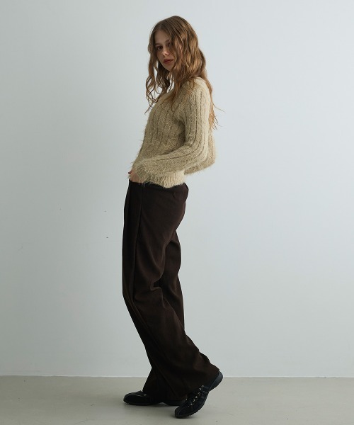 Mirette(ミレット)の「シャギーニットカーディガン / Shaggy Knit Cardigan(カーディガン/ボレロ・レディース・ブラック/ブラウン/ナチュラル・FREE)」の14枚目の写真