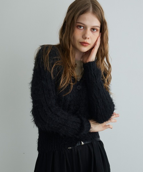 Mirette(ミレット)の「シャギーニットカーディガン / Shaggy Knit Cardigan(カーディガン/ボレロ・レディース・ブラック/ブラウン/ナチュラル・FREE)」の16枚目の写真