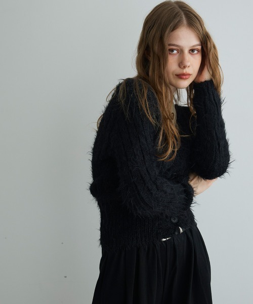 Mirette(ミレット)の「シャギーニットカーディガン / Shaggy Knit Cardigan(カーディガン/ボレロ・レディース・ブラック/ブラウン/ナチュラル・FREE)」の19枚目の写真