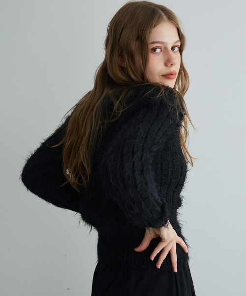 Mirette(ミレット)の「シャギーニットカーディガン / Shaggy Knit Cardigan(カーディガン/ボレロ・レディース・ブラック/ブラウン/ナチュラル・FREE)」の20枚目の写真