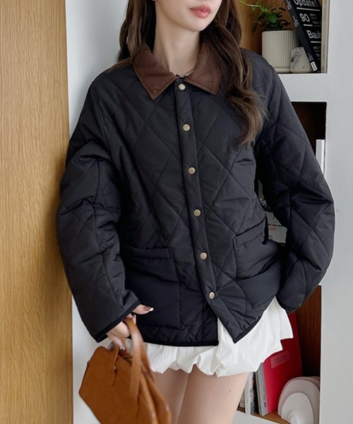 セール】配色切り替えが映える キルティングブルゾン（ブルゾン