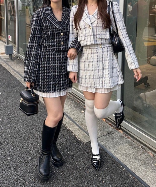 Another Branch olive des olive(アナザーブランチオリーブデオリーブ)の「【セットアップ対応】ツイードジャケット(テーラードジャケット・レディース・アイボリー/ブラック・FREE)」の11枚目の写真