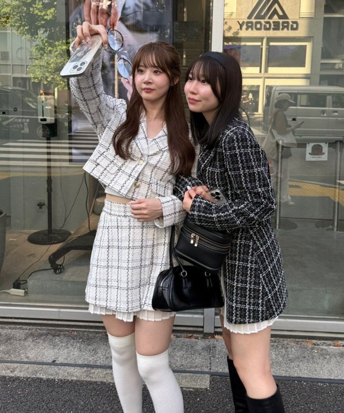 Another Branch olive des olive(アナザーブランチオリーブデオリーブ)の「【セットアップ対応】ツイードジャケット(テーラードジャケット・レディース・アイボリー/ブラック・FREE)」の19枚目の写真