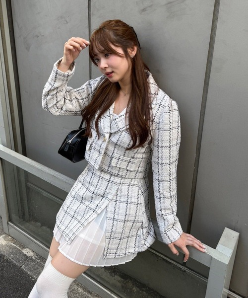 セットアップ対応】ツイードジャケット（テーラードジャケット