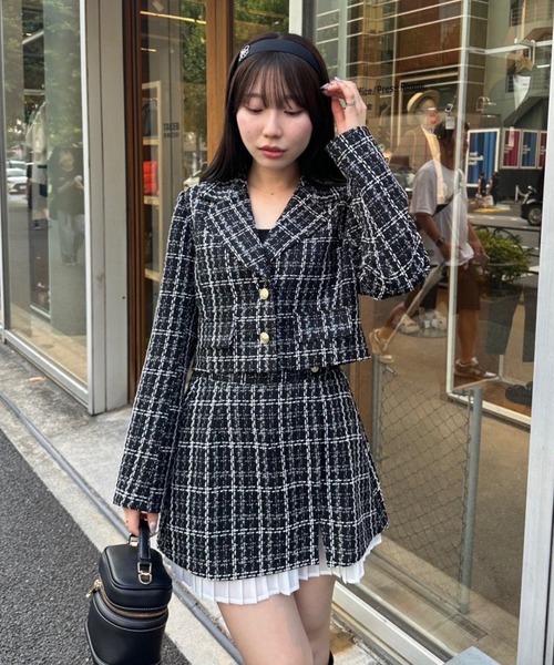 セットアップ対応】ツイードジャケット（テーラードジャケット