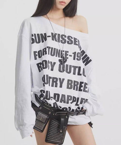 .KOM(ドットコム)の「A'GEM/9 × .kom 『.KOM/ドットケーオーエム』 Y2K Letter Logo Oversized Long Sleeve T-shirt/Y2K 英字ロゴ オーバーサイズ長袖Tシャツ(Tシャツ/カットソー・レディース・グレー/ホワイト・FREE)」の14枚目の写真