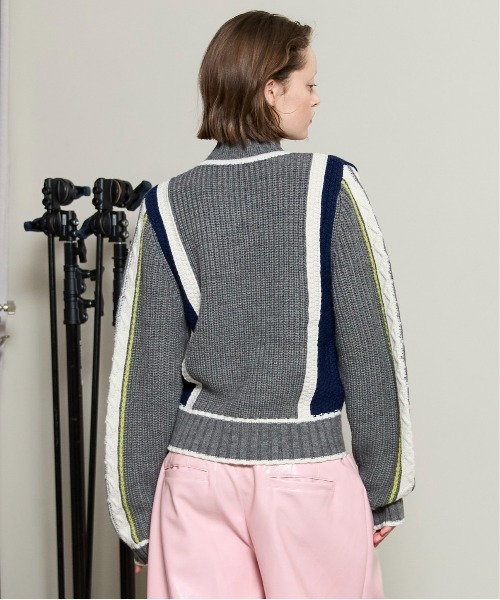 Numbering High Neck Zip Knit Tops / ナンバリングハイネックジップ