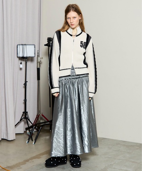 MAISON SPECIAL(メゾンスペシャル)の「Numbering High Neck Zip Knit Tops / ナンバリングハイネックジップニット(ニット/セーター・レディース・ブルー/グレー/ホワイト・FREE)」の6枚目の写真