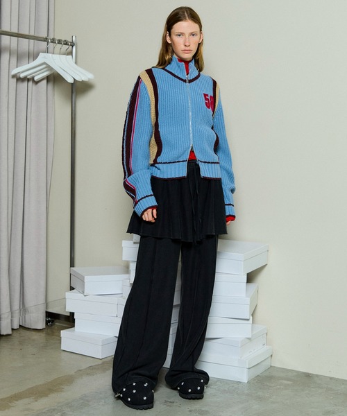 MAISON SPECIAL(メゾンスペシャル)の「Numbering High Neck Zip Knit Tops / ナンバリングハイネックジップニット(ニット/セーター・レディース・ブルー/グレー/ホワイト・FREE)」の8枚目の写真