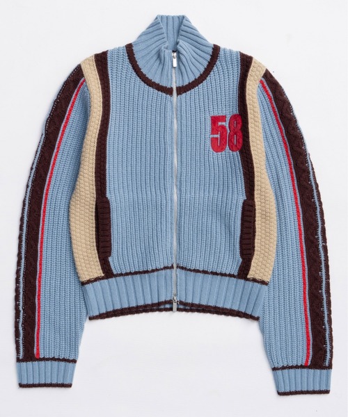 MAISON SPECIAL(メゾンスペシャル)の「Numbering High Neck Zip Knit Tops / ナンバリングハイネックジップニット(ニット/セーター・レディース・ブルー/グレー/ホワイト・FREE)」の12枚目の写真
