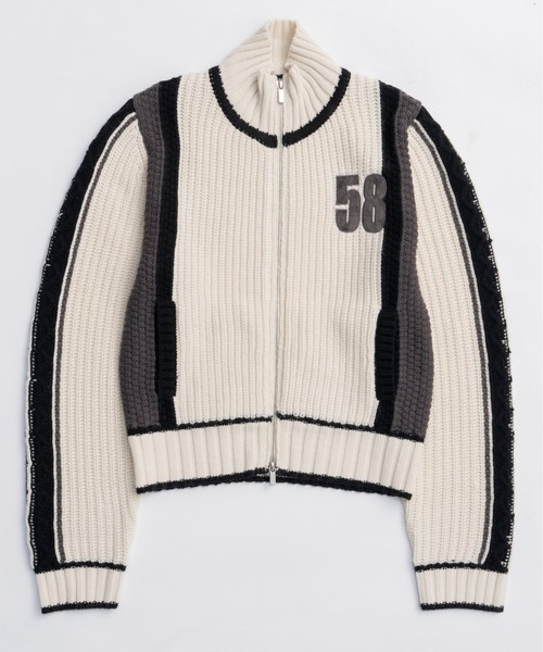 Numbering High Neck Zip Knit Tops / ナンバリングハイネックジップ