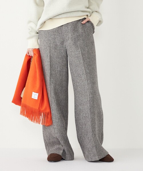 SHIPS Colors(シップス カラーズ)の「SHIPS Colors:フリンジ ヘリンボーン ワイド パンツ(その他パンツ・レディース・ブラウン/グレー・SMALL/MEDIUM)」の1枚目の写真