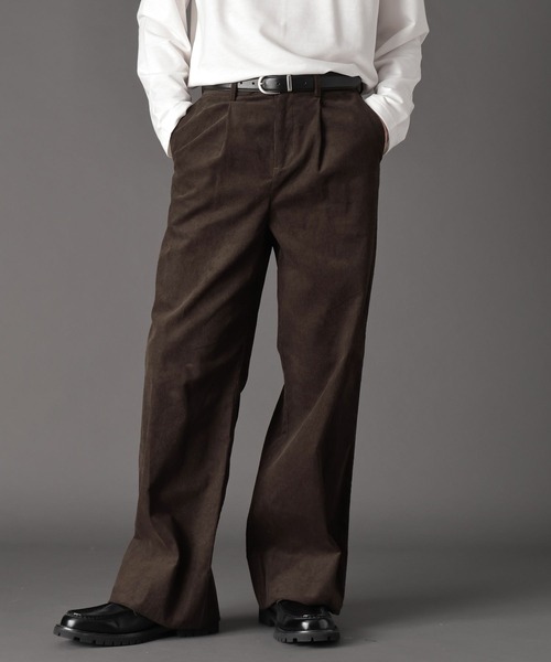 LURAKU（ルラク）の「【LURAKU】Corduroy One-tuck Straight Pants / コーデュロイワンタックストレートパンツ（スラックス・メンズ・ブラック/ブラウン・MEDIUM/LARGE/SMALL）」の13枚目の写真
