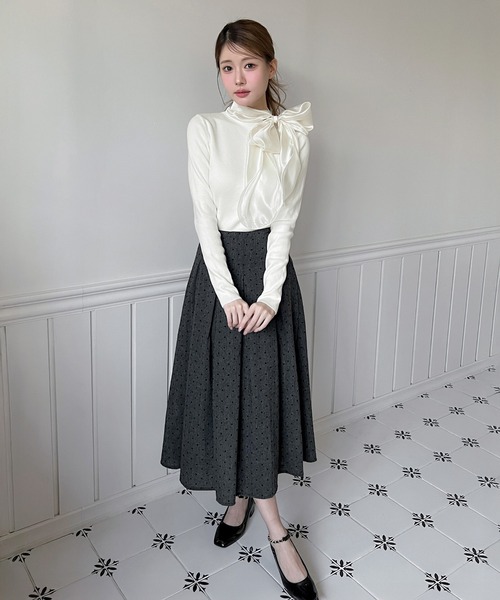 by muni:r（バイ ムニール）の「【着用動画あり・2色展開】ハートドットプリーツロングスカート（スカート・レディース・グレー/チャコールグレー・FREE）」の10枚目の写真