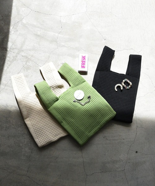 styiro（スタイロ）の「無地ニットバッグ（ハンドバッグ・レディース・グリーン/アイボリー/ブラック・FREE）」の6枚目の写真