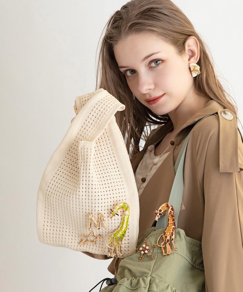 styiro（スタイロ）の「無地ニットバッグ（ハンドバッグ・レディース・グリーン/アイボリー/ブラック・FREE）」の12枚目の写真