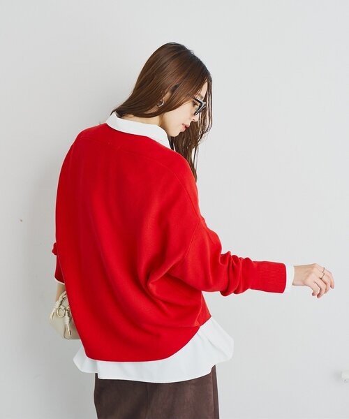 un dix cors（アンディコール）の「《着回し力抜群》14ハイゲージ肩裾ラウンドプルオーバー（ニット/セーター・レディース・ブラック/アイボリー/レッド・FREE）」の12枚目の写真