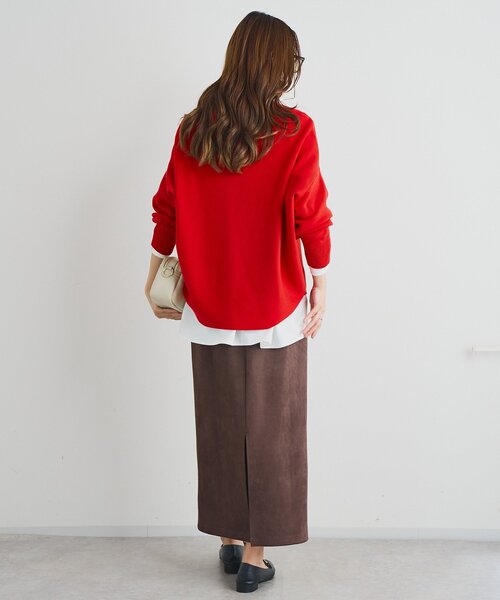 un dix cors（アンディコール）の「《着回し力抜群》14ハイゲージ肩裾ラウンドプルオーバー（ニット/セーター・レディース・ブラック/アイボリー/レッド・FREE）」の9枚目の写真