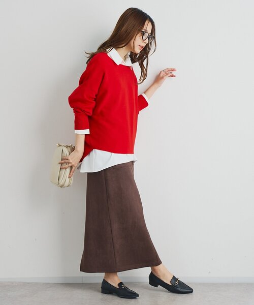 un dix cors（アンディコール）の「《着回し力抜群》14ハイゲージ肩裾ラウンドプルオーバー（ニット/セーター・レディース・ブラック/アイボリー/レッド・FREE）」の8枚目の写真