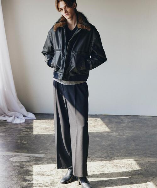 tk.TAKEO KIKUCHI(ティーケータケオキクチ)の「ヴィンテージライク衿フェイクファーブルゾン(ブルゾン・メンズ・ブラック/ダークブラウン系/ブラック系・01/02/03)」の22枚目の写真