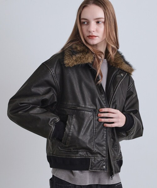 セール】ヴィンテージライク衿フェイクファーブルゾン（ブルゾン）｜tk