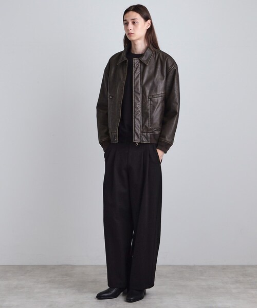 tk.TAKEO KIKUCHI(ティーケータケオキクチ)の「ヴィンテージライク衿フェイクファーブルゾン(ブルゾン・メンズ・ブラック/ダークブラウン系/ブラック系・01/02/03)」の6枚目の写真