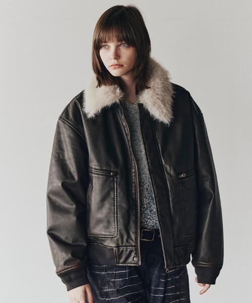 tk.TAKEO KIKUCHI(ティーケータケオキクチ)の「ヴィンテージライク衿フェイクファーブルゾン(ブルゾン・メンズ・ブラック/ダークブラウン系/ブラック系・01/02/03)」の8枚目の写真