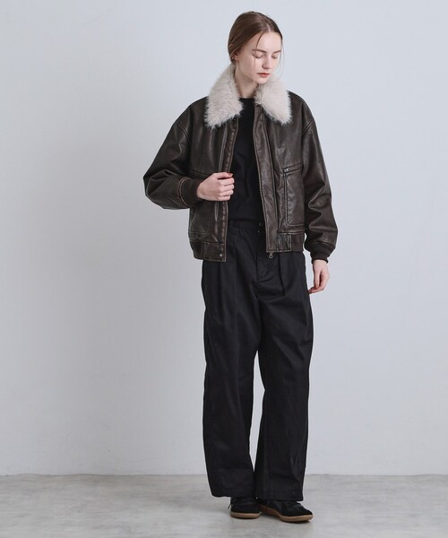 tk.TAKEO KIKUCHI(ティーケータケオキクチ)の「ヴィンテージライク衿フェイクファーブルゾン(ブルゾン・メンズ・ブラック/ダークブラウン系/ブラック系・01/02/03)」の11枚目の写真