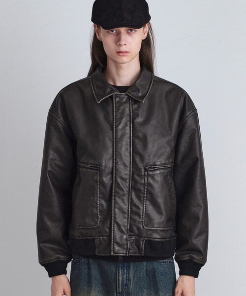 tk.TAKEO KIKUCHI(ティーケータケオキクチ)の「ヴィンテージライク衿フェイクファーブルゾン(ブルゾン・メンズ・ブラック/ダークブラウン系/ブラック系・01/02/03)」の16枚目の写真