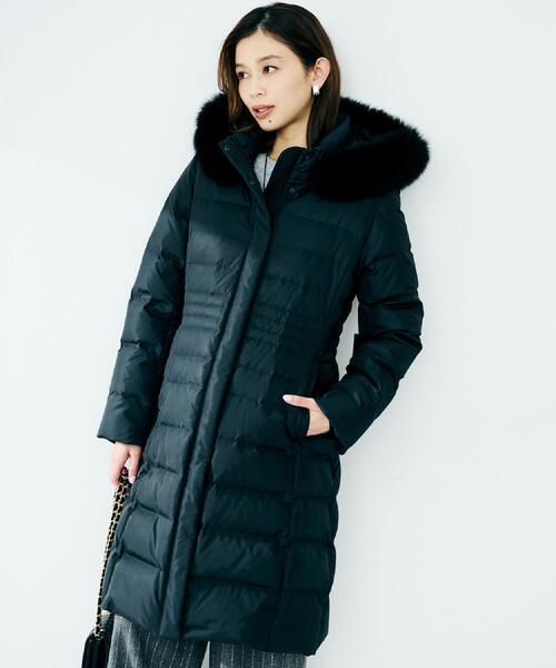 UNTITLED（アンタイトル）の「【はっ水機能/フード取り外し可/防寒】ロングダウンコート（ダウンジャケット/コート・レディース・ライトグレー/ネイビー/ブラック/ライトベージュ・00/01/02/03/04/42/44/46/48/50）」の15枚目の写真