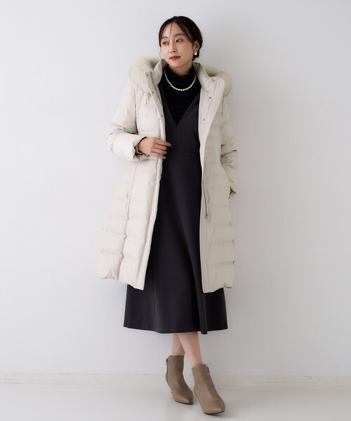 セール】【はっ水機能/フード取り外し可/防寒】ロングダウンコート