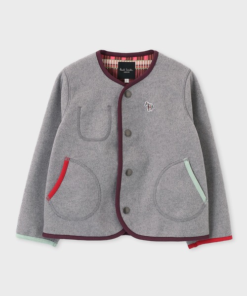 Paul Smith　ポールスミス　ノーカラージャケット　モヘヤ混　38　M相当 Paul Smith ポールスミス ノーカラージャケット モヘヤ混 38 M相当