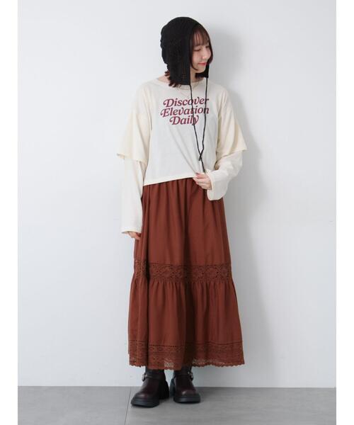 Te chichi TERRASSE（テチチテラス）の「レーステープギャザースカート《2025autumn catalog item》（スカート・レディース・ブラウン/ブラック/オフホワイト・F）」の19枚目の写真