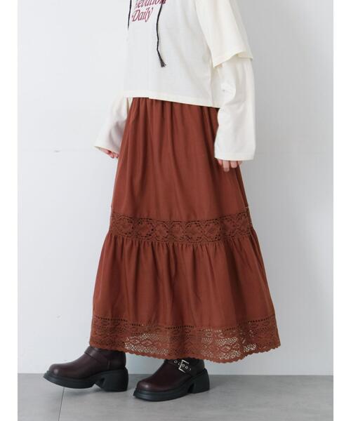 Te chichi TERRASSE（テチチテラス）の「レーステープギャザースカート《2025autumn catalog item》（スカート・レディース・ブラウン/ブラック/オフホワイト・F）」の20枚目の写真