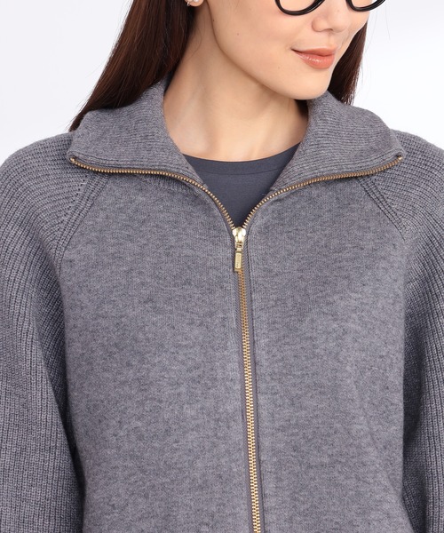 GALLORIA（ギャローリア）の「衿付きニットブルゾン（カーディガン/ボレロ・レディース・ライトベージュ/チャコールグレー・S/M/L/LL）」の8枚目の写真