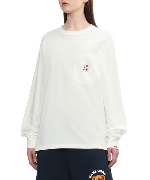 A BATHING APE（アベイシングエイプ）の「LONG SLEEVE POCKET T-SHIRT（Tシャツ/カットソー・レディース・レッド/ブラック/アイボリー・FREE）」の7枚目の写真