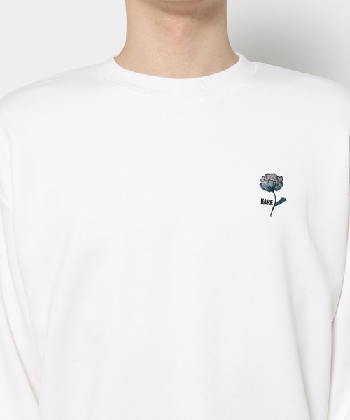 HARE（ハレ）の「フラワーHAREロゴスウェット(HARE)（スウェット・メンズ・ブラック/レッド/グレー系その他/ホワイト/パープル・SMALL/MEDIUM）」の9枚目の写真