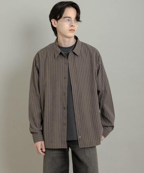 SENSE OF PLACE by URBAN RESEARCH（センスオブプレイスバイアーバンリサーチ）の「コンフォートピーチブロードシャツ（シャツ/ブラウス・メンズ・グレー系その他/ライトブルー/ダークブラウン/ベージュ系その他・MEDIUM/LARGE）」の2枚目の写真