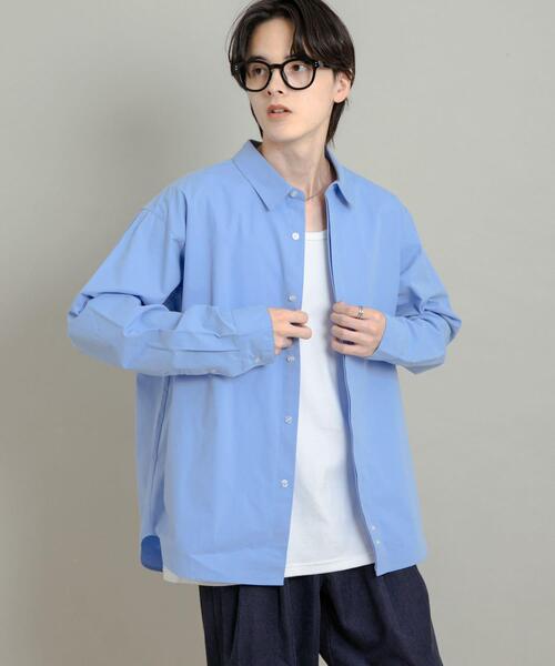 SENSE OF PLACE by URBAN RESEARCH（センスオブプレイスバイアーバンリサーチ）の「コンフォートピーチブロードシャツ（シャツ/ブラウス・メンズ・グレー系その他/ライトブルー/ダークブラウン/ベージュ系その他・MEDIUM/LARGE）」の4枚目の写真