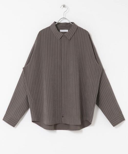 SENSE OF PLACE by URBAN RESEARCH（センスオブプレイスバイアーバンリサーチ）の「コンフォートピーチブロードシャツ（シャツ/ブラウス・メンズ・グレー系その他/ライトブルー/ダークブラウン/ベージュ系その他・MEDIUM/LARGE）」の9枚目の写真