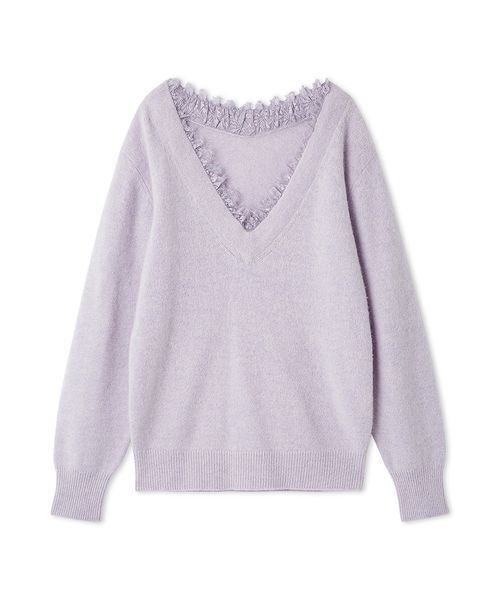 SNIDEL(スナイデル)の「フォックス衿レースプルオーバー(ニット/セーター・レディース・アイボリー/ライラック/グレー・F)」の3枚目の写真