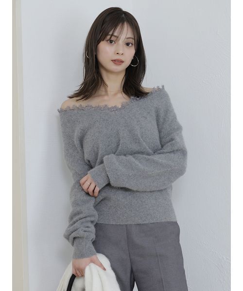 フォックス衿レースプルオーバー（ニット/セーター）｜SNIDEL