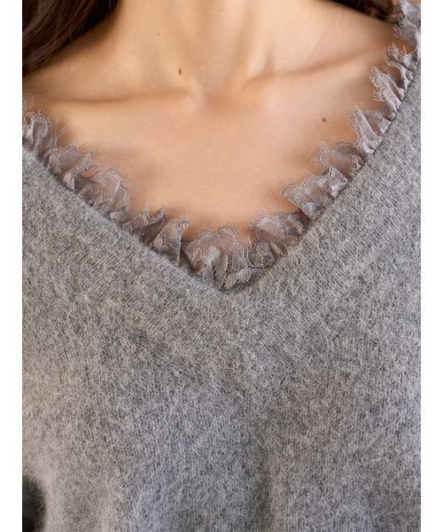 フォックス衿レースプルオーバー（ニット/セーター）｜SNIDEL